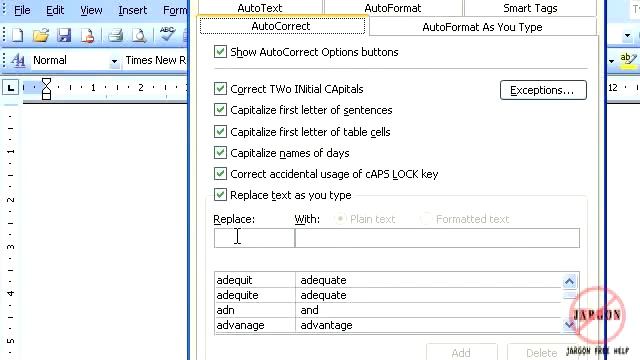 Word 2003: AutoCorrect Options (works for all versions)