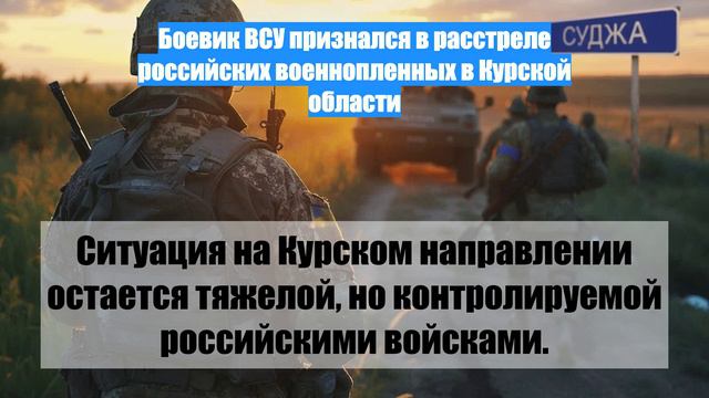 Боевик ВСУ признался в расстреле российских военнопленных в Курской области