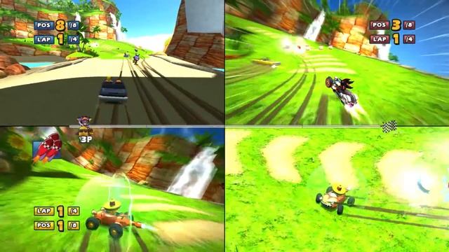 Sonic & Sega all star racing Seaside Hill challenge split screen