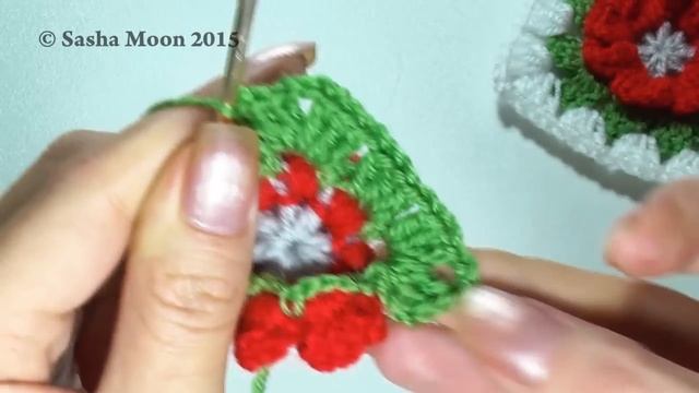 Квадратный мотив для пледа с цветочной сердцевиной крючком. КОЛЛЕКЦИЯ УЗОРОВ И МОТИВОВ. #SM
