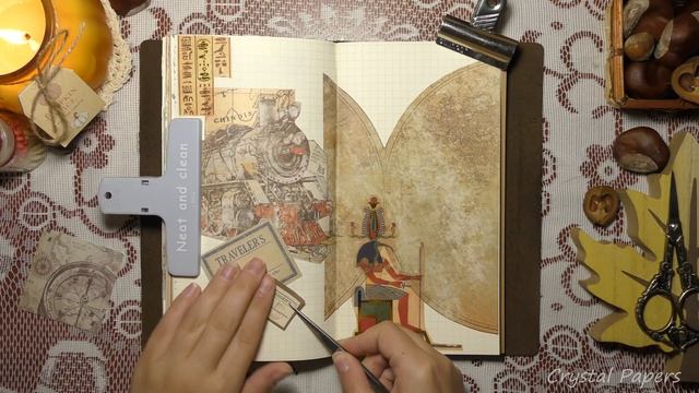 ASMR ?Let's Travel To Egypt TogetherㅣVintage Scrapbookingㅣ4KㅣNo BGMㅣJournalingㅣPaper SoundsㅣRelaxin
