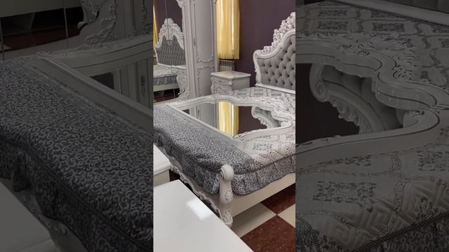 Спальный гарнитур Венеция Стайл белый/серебро 6Д Арида мебель