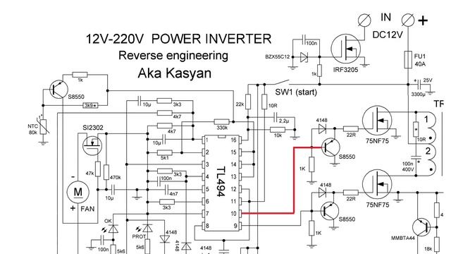 DIY 12-220 50Hz power inverter (mod sine wave)