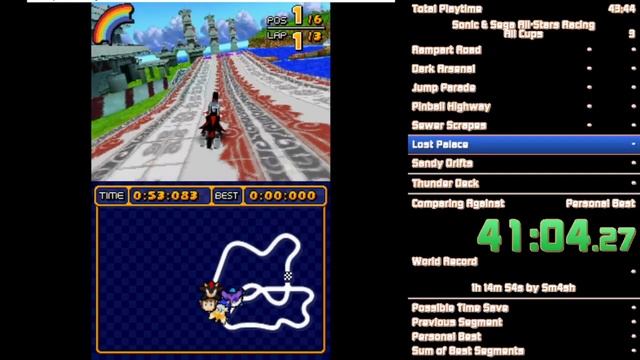Sonic & Sega All-Stars Racing DS All Cups% speedrun 1:24:52.50