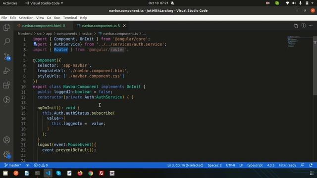 Full Stack Application with Laravel and Angular | Logout User