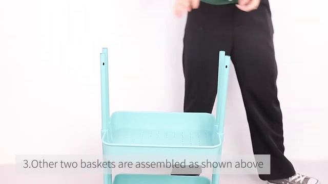 alvorog 3-Tier Rolling Utility Cart (Blue)