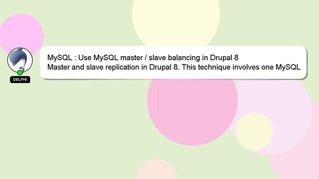 MySQL : Use MySQL master  slave balancing in Drupal 8