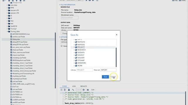 SAS Studio Convert Excel to SAS file