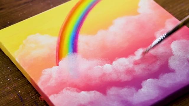 ? Dreamy Day Rainbow Sky  Relaxing Acrylic Painting 385