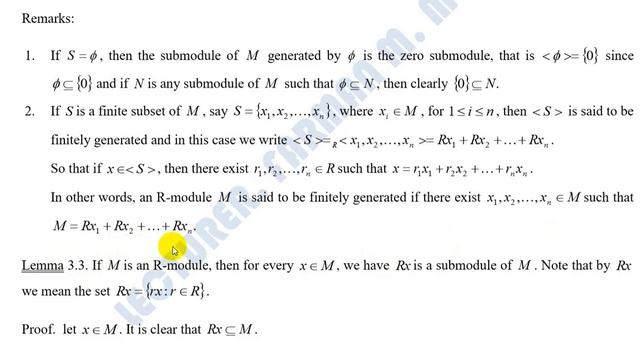 Finitely Generated Modules|المقاسات المولدة المنتهية