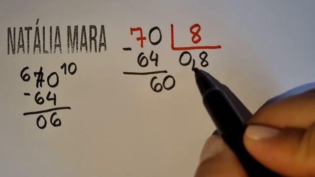 ZERO COM VÍRGULA NO QUOCIENTE | “Como dividir 7 por 8” “7/8" "7:8" "7 dividido por 8" “7÷8”