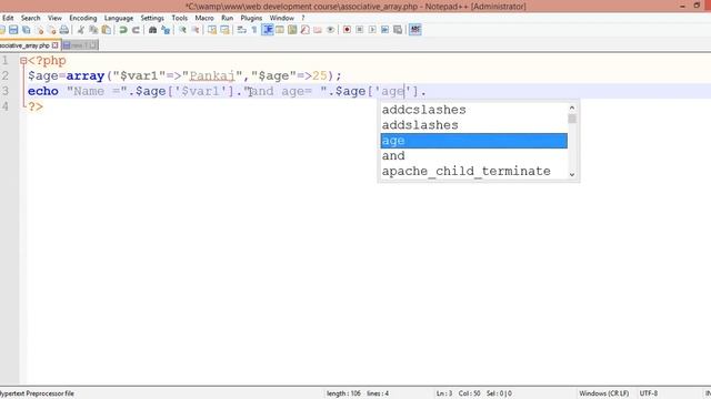 How to make Asssociative Array in PHP.
