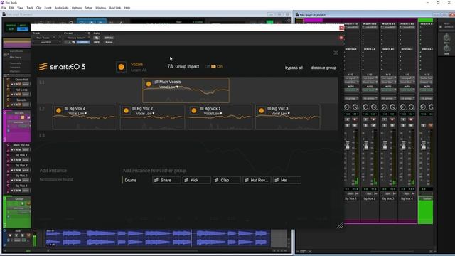 Using smart:EQ 3s group view with audio busses