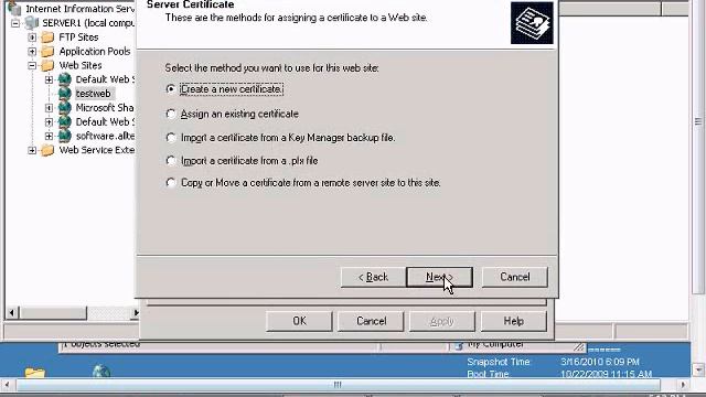 Add SSL certificate to a website in Windows IIS