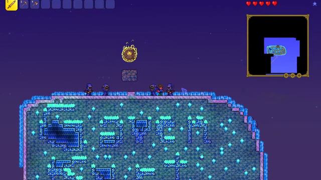 Giving my other character a stardust armor set in Terraria!