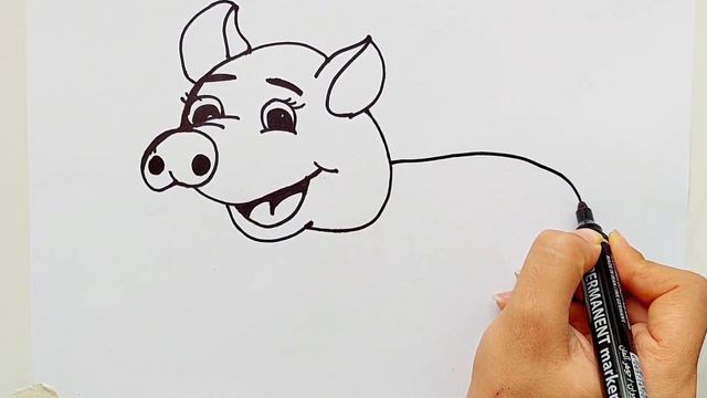 How to draw a funny flying pig/step by step tutorial for kids/como dibujar un cerdo volador