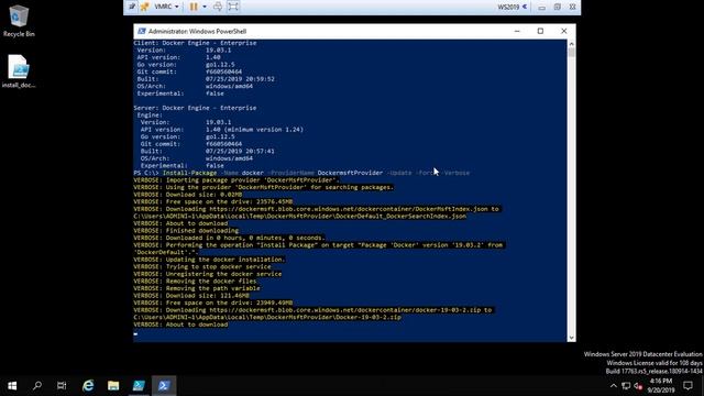 Atualizando Docker no Windows Server