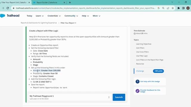 Reports & Dashboards for Lightning Experience | Filter Your Report | Trailhead / Salesforce