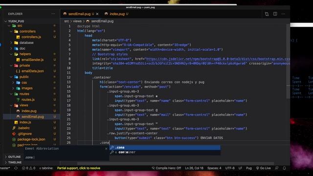 Envio de correo Node.js + nodemailer.