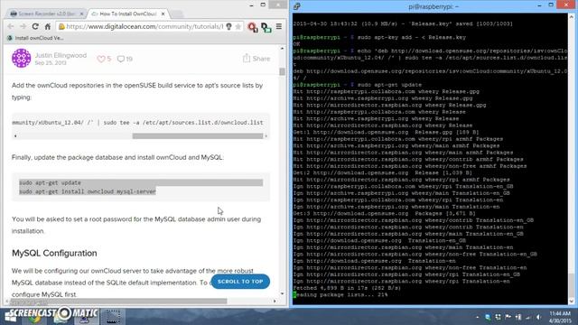 Owncloud on a Raspberry Pi