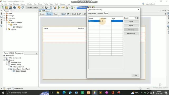 JTable UI design in Java | NetBeans IDE