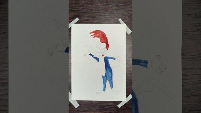 Рисование Дятела Вуди. Woody Woodpecker