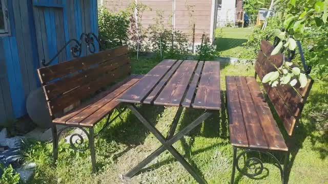 Простой садовый стол из профильной трубы _ Simple garden table from a profile pipe