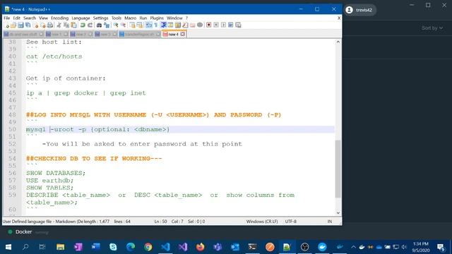 MYSQL container setup