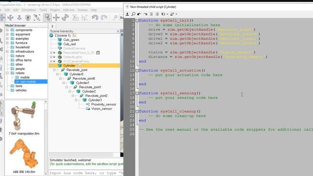 CopelliaSim V Rep Робот манипулятор 3