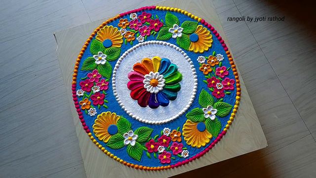 #1491 Diwali rangoli design    navratri rangoli designs   रंगोली   satisfying video