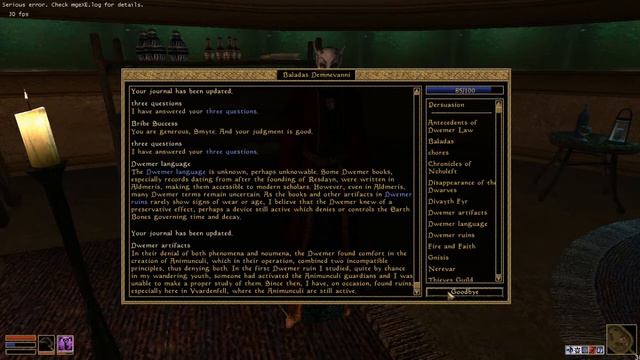 Three Question for Baladas Demnevanni, Coded Message [OLD] (TES III Morrowind)