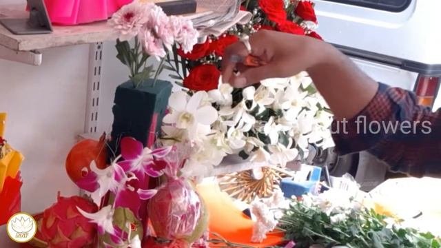 How To Make Fruit Bouquet With Flowers // Fruit Basket Arrangement Ideas // All About Flowers