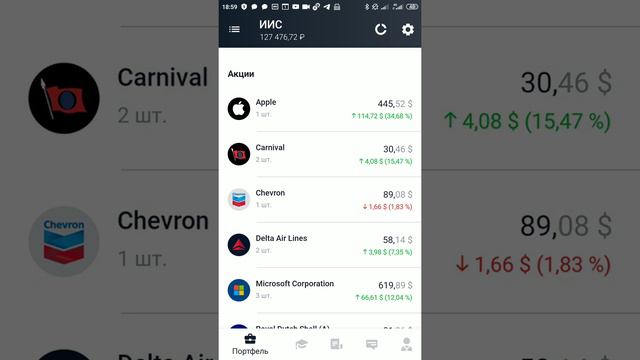 Покупка на ИИС акций Carnival. Рост свыше 100% в течение 2х лет.