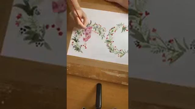 Watercolour floral border timelapse