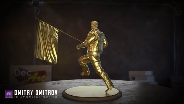 Золотая 3D статуэтка Арнольда Шварценеггера