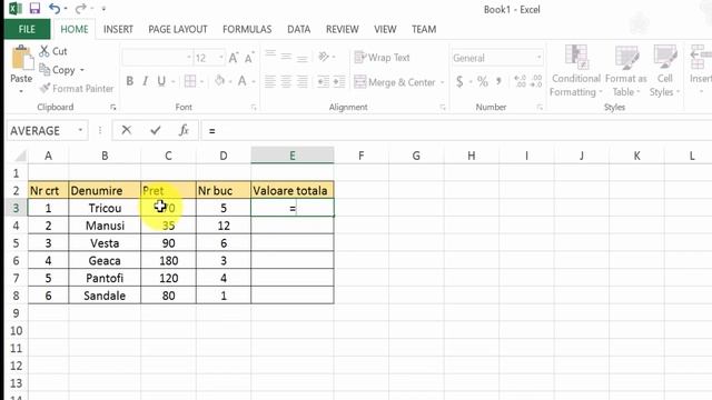 14 - Tutorial Excel 2013 - Calcule de baza in Excel (adunare, scadere, inmultire, impartire)
