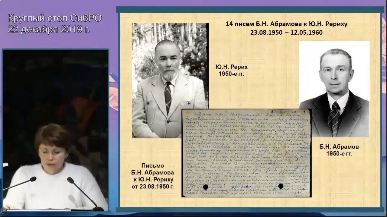 Письма Б.Н. АБРАМОВА к Ю.Н. РЕРИХУ. Башкова Н.В.