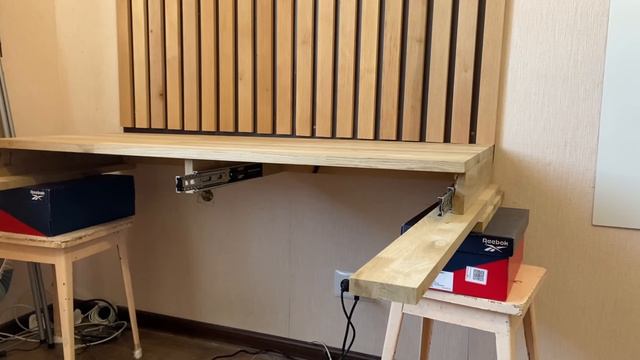 How To Build a Wood Slat Wall With Floating PC Desk!! 🤯😍