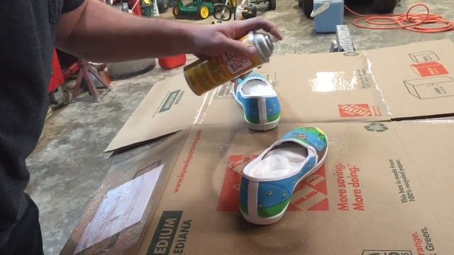 How to Spray Sealer on Hand Painted Shoes / Mod Podge Acrylic Sealer
