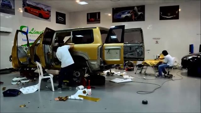 NISSAN PATROL FOILED IN BRUSHED GOLD BY LIME FOIL DUBAI