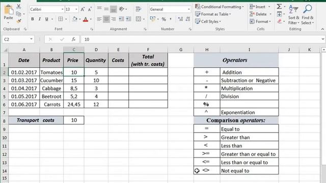 How to create MS Excel Data Table (For Beginners)