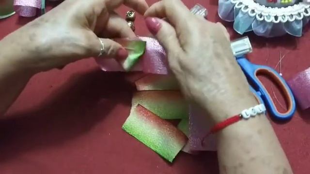 Flor de tafeta metálica