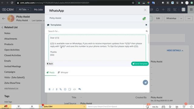 WhatsApp API Integration with Zoho CRM