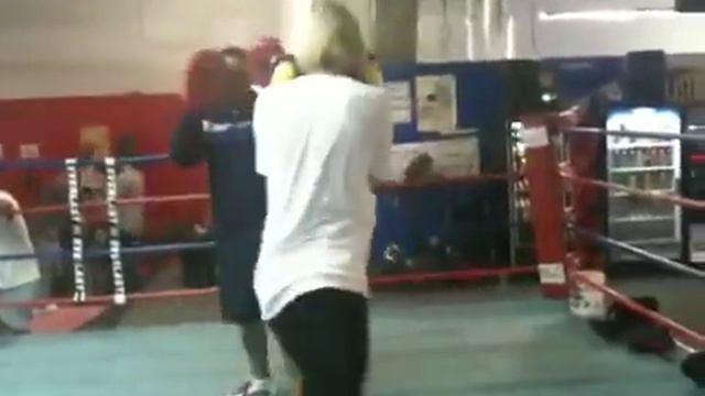 Heather hitting the mitts