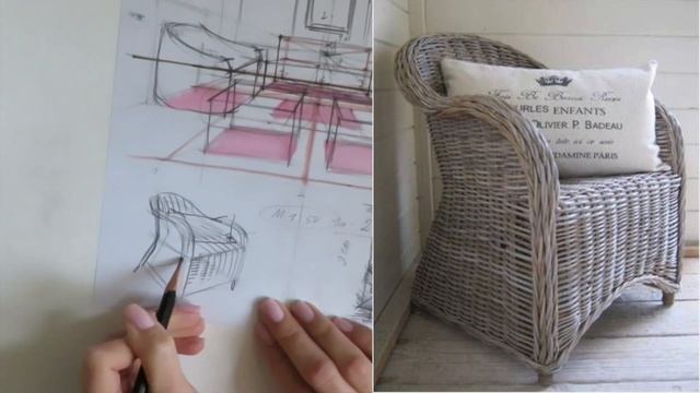 ???Интерьерный скетчинг: рисуем кресло из ротанга