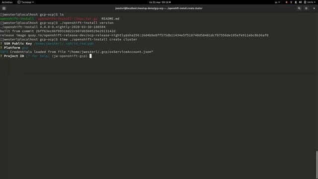 Openshift 4 nightly build install on GCP.