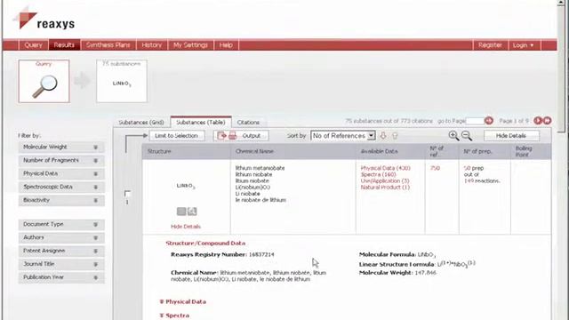 REAXYS - справочник по органической и неорганической