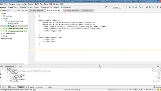 Making a calculator on android studio- Part -2