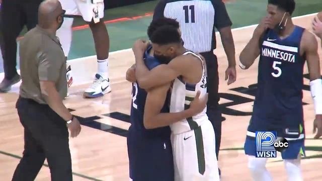 Karl Anthony Towns and MVP Giannis shared a special moment after the game last night
