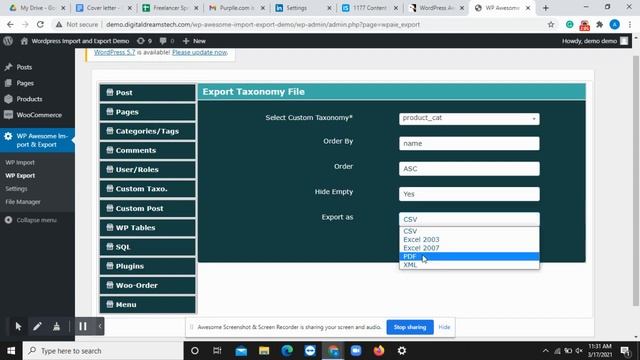 WP Awesome Import Export Plugin (Export Demo)